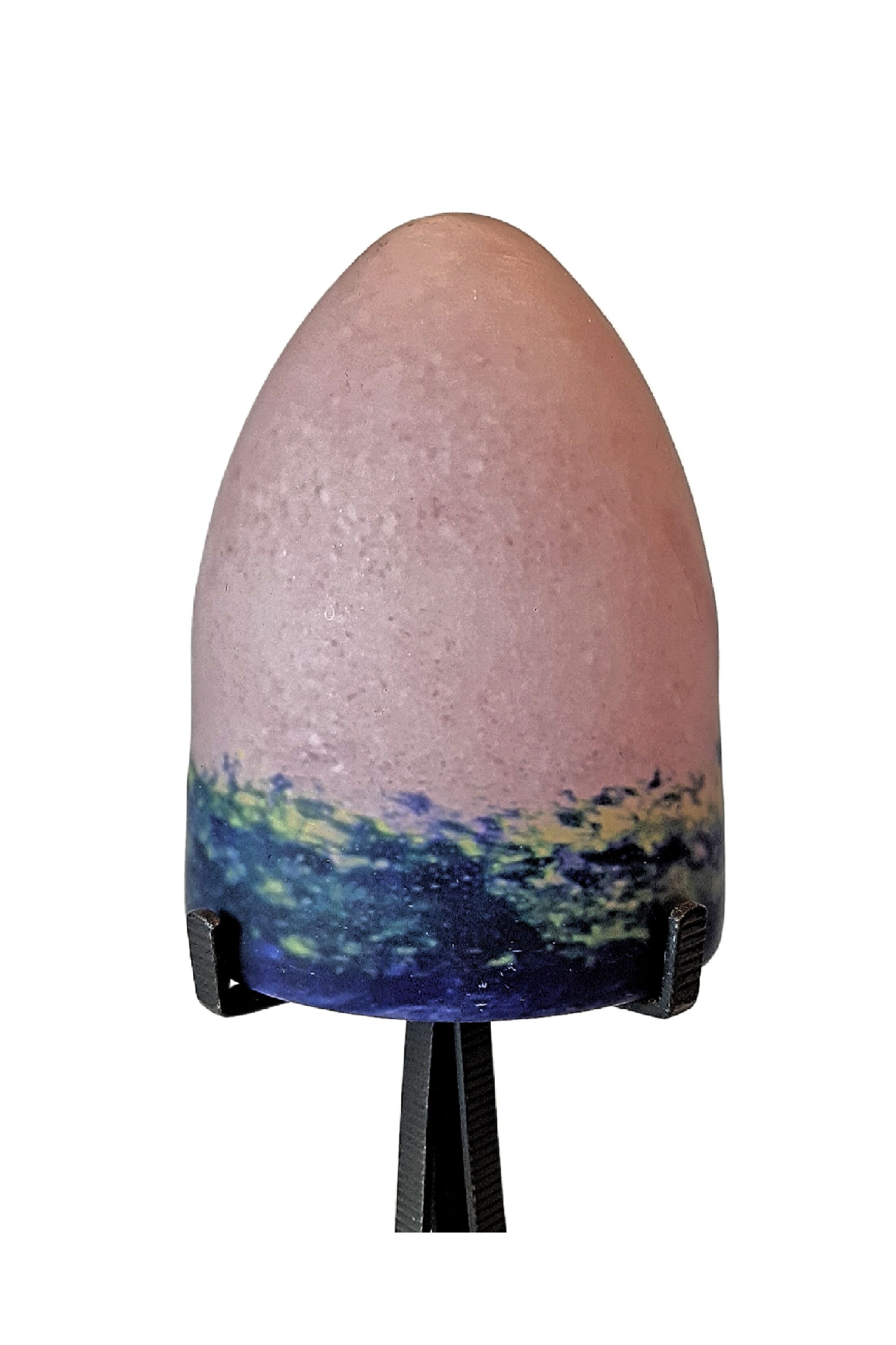 Art Nouveau lamp in marble glass in pink, blue and green hues.