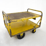 Vintage industrial coffee or side table on wheels