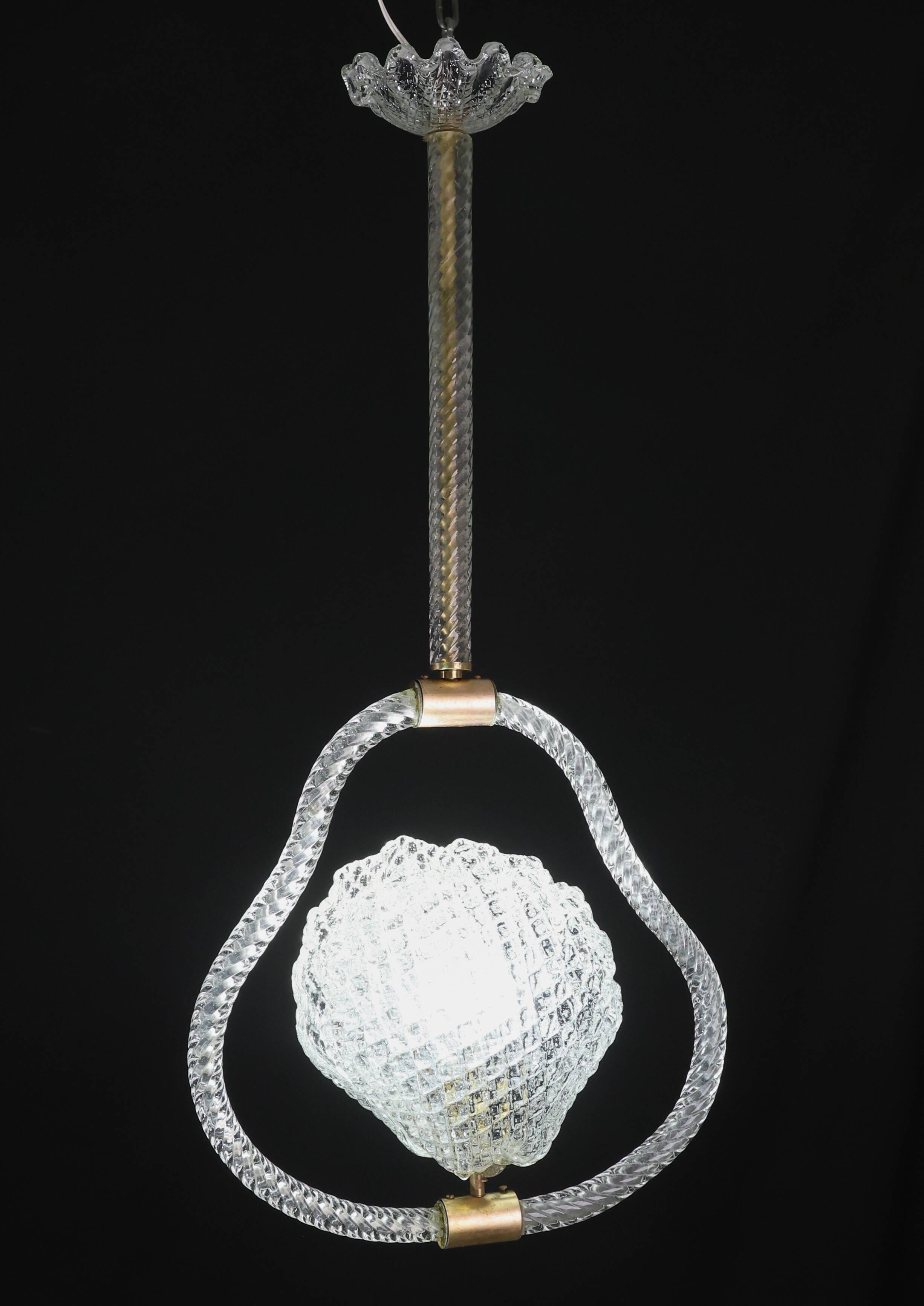 Charming "Shell" Trasparent Murano Glass Chandelier by Barovier e Toso, 194