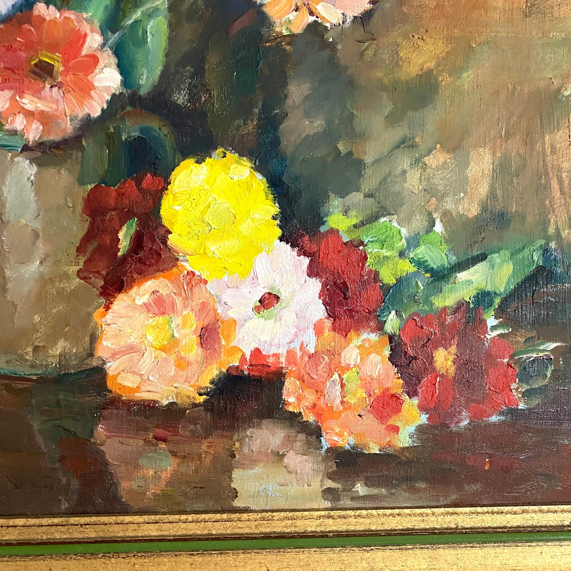Oil on canvas still life bouquet of flowers