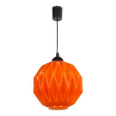 Suspension/lustre design 1960 opaline géométrique orange.
