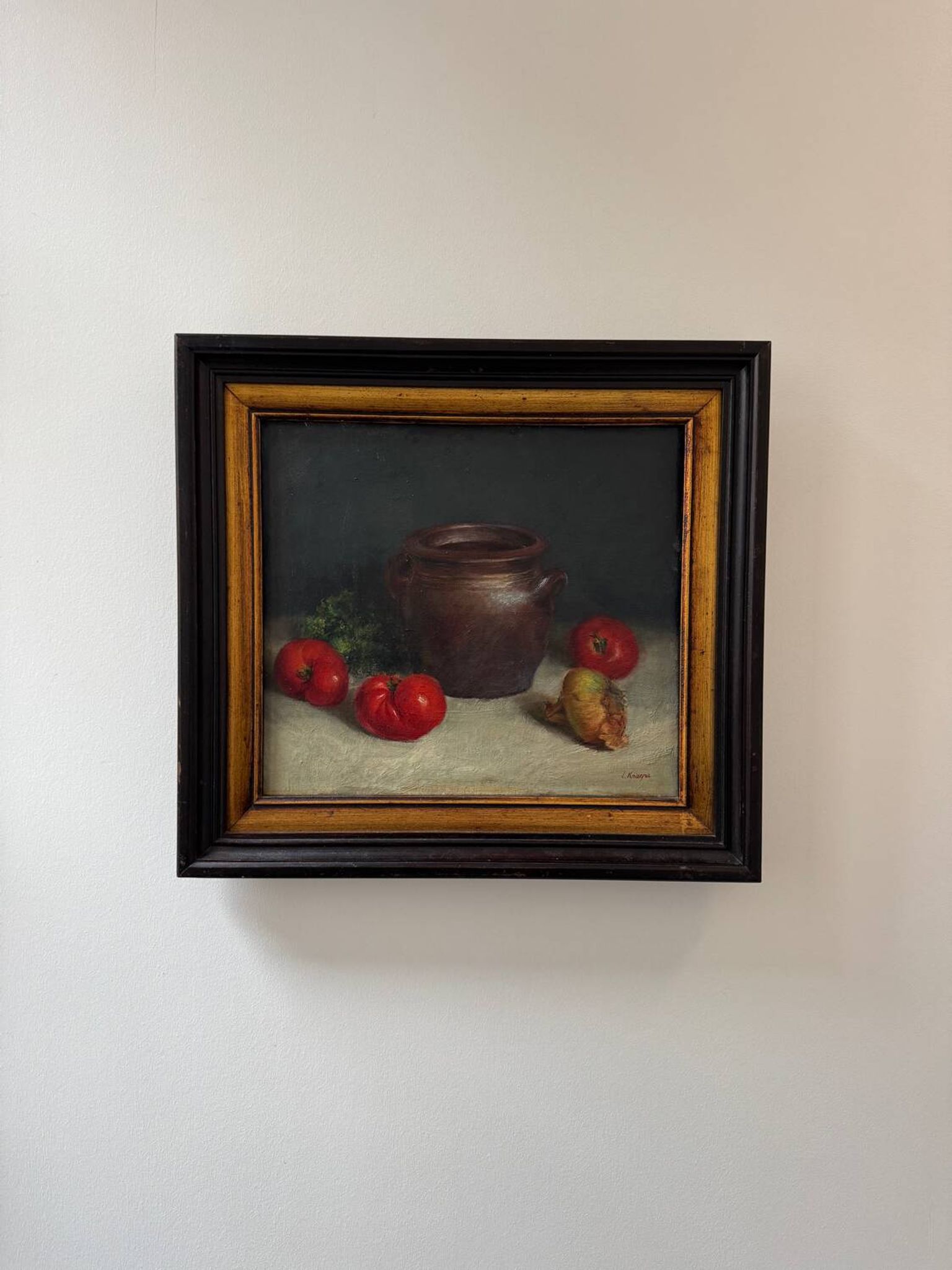 Tableau nature morte huile sur toile ancienne