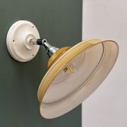 Vintage lampshade in yellow opaline with silver trim.