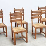Set of six French dining chairs