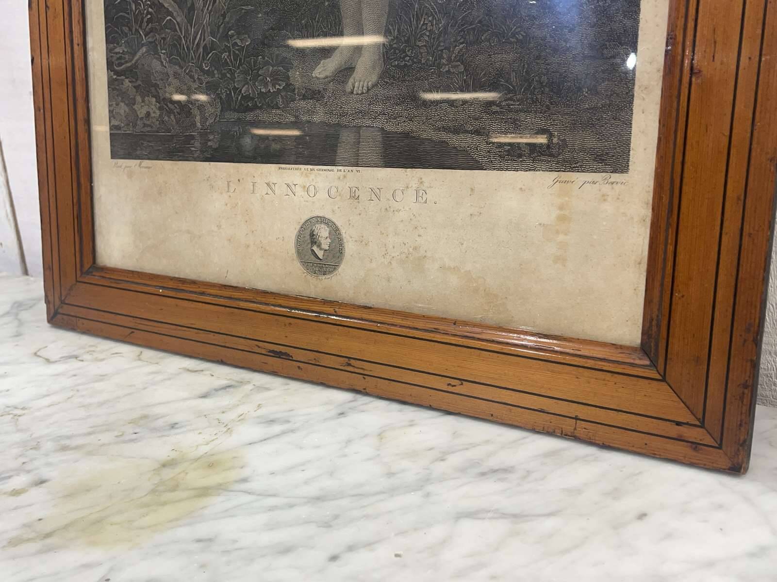 18th century engraving: INNOCENCE by Charles Clément Bervic (1756-1822)