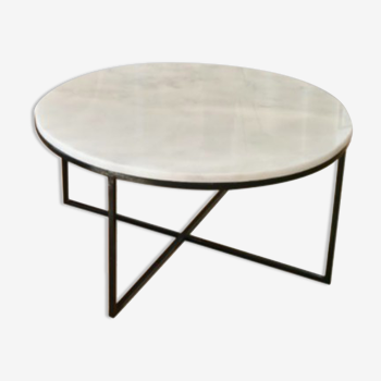Table basse circulaire marbre blanc Ibiza - 90 cm D