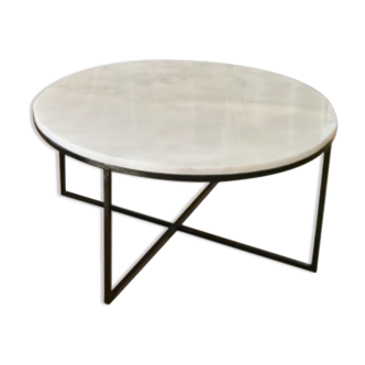 Ibiza white marble circular coffee table - 90 cm D