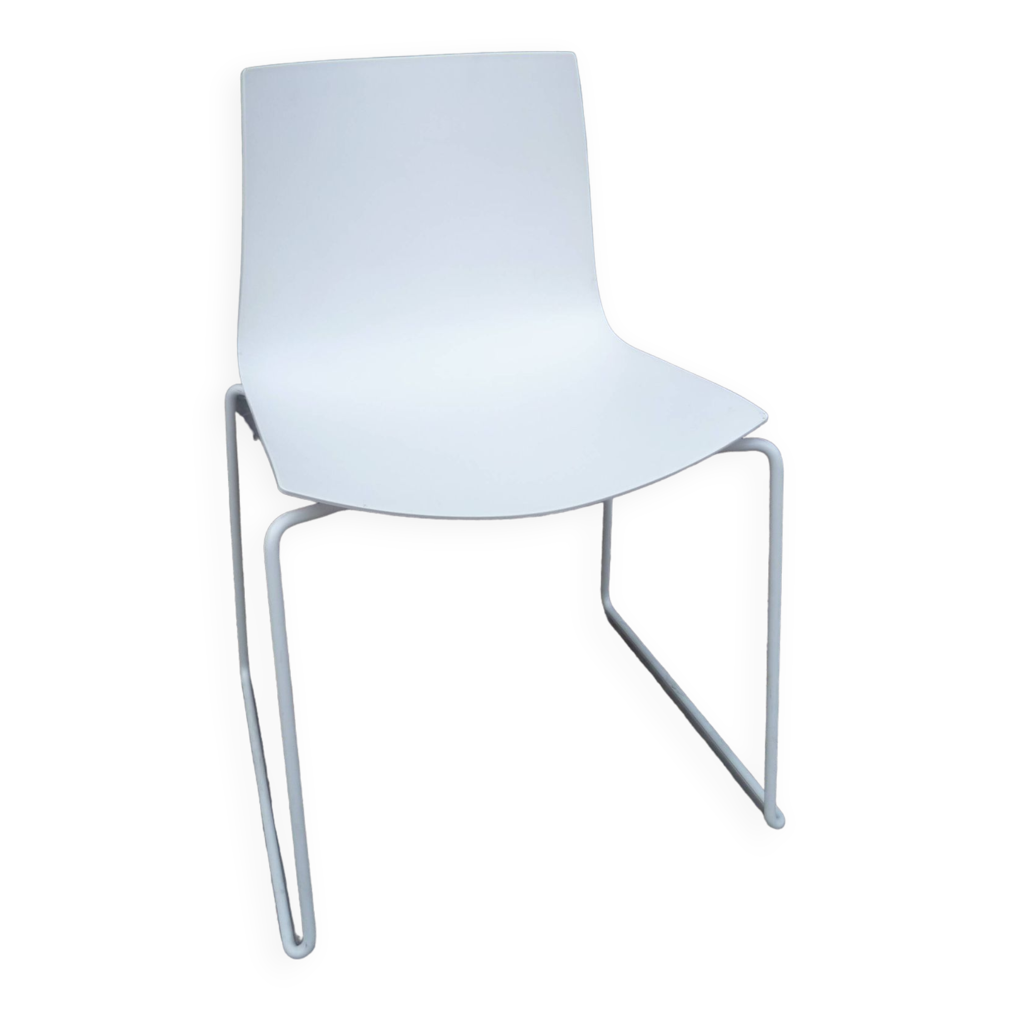 Arper design chair catifa 46 by lievore altherr molina chrome legs white shell