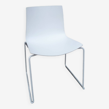 Arper design chair catifa 46 by lievore altherr molina chrome legs white shell