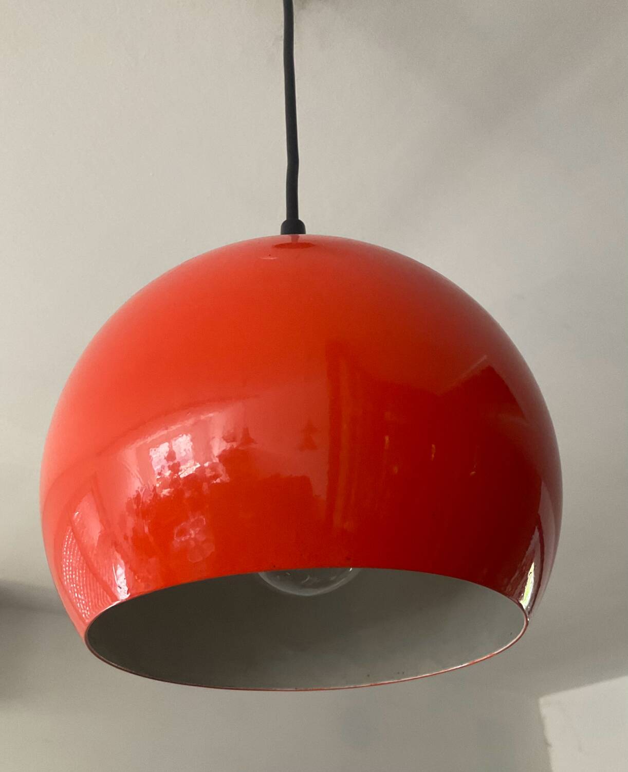 Space Age orange metal pendant light