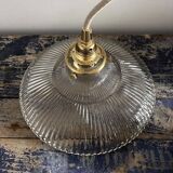 Vintage holophane glass pendant light