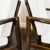 Pair of Restored White Grey B-7522 armchairs by Zenon Bączyk, 1960’s