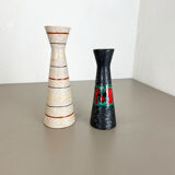 Set of Two Pottery Fat Lava Vases "Multi-Color" by Scheurich, Germany, 1970s