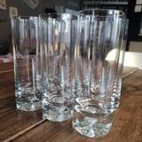Set of 6 Long Drink glasses in crystalline thick base with air bubble