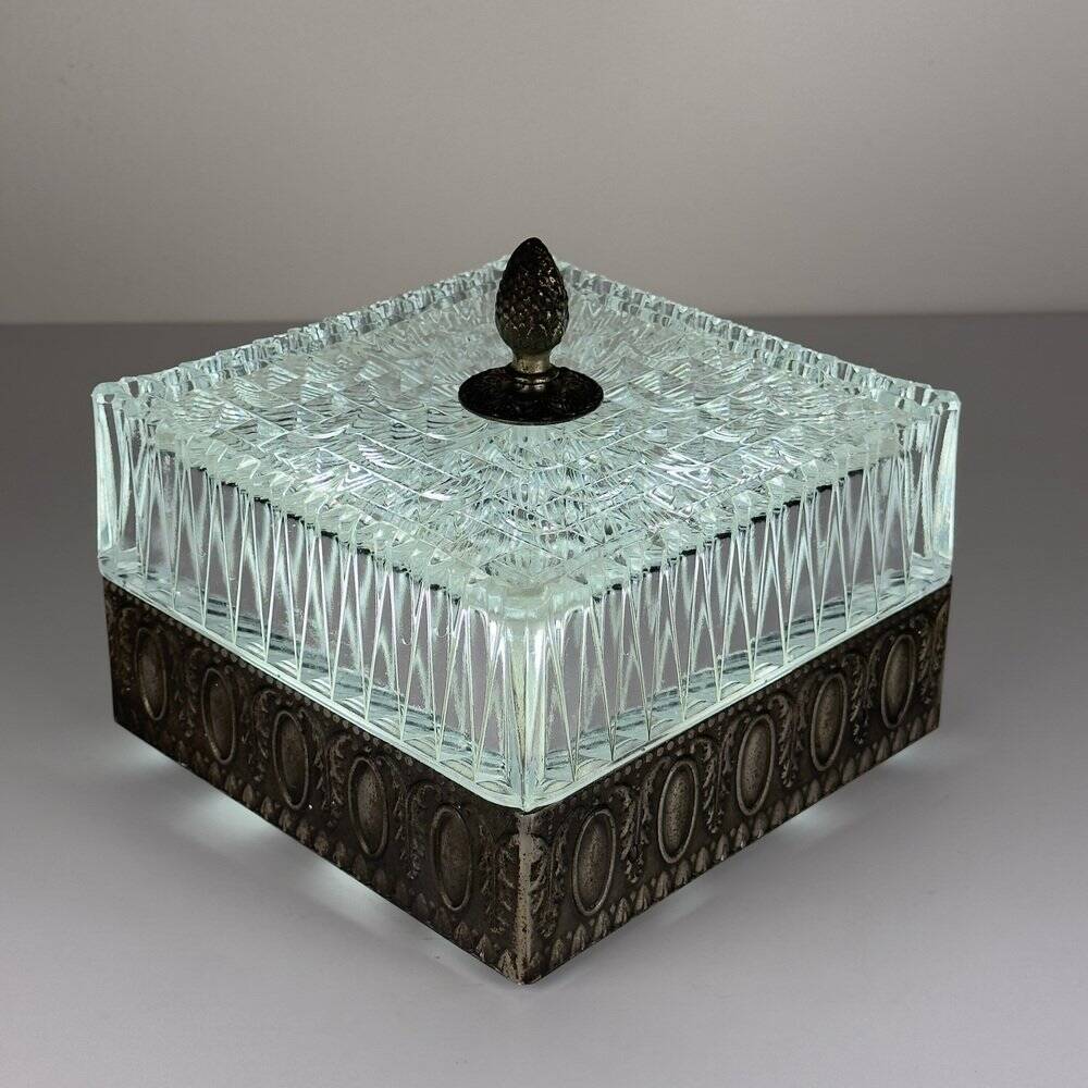 Vintage Crystal Ceiling Lamp, Italy, 1960s