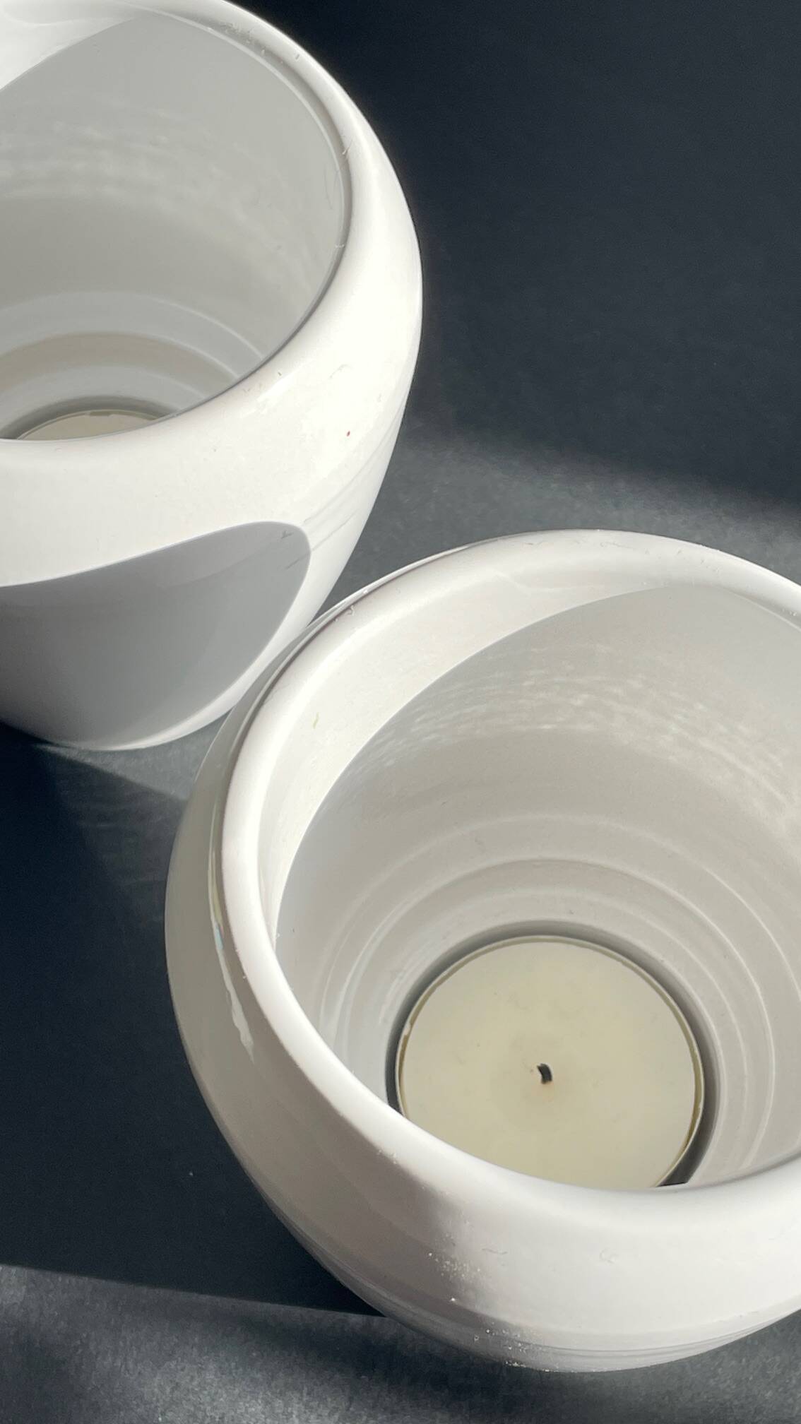 Pair of White Ceramic Candle Holders