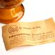 Organic amber bubble glass candle holder, 70s