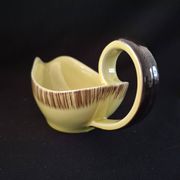 Saucière en faïence de Saint Clément Jaune et marron A083