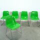 Set groene kunststof chromen buisframe stoelen Helmut Starke Zweden