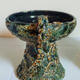 Pair of vintage Vanoise honey foam ceramic candlesticks