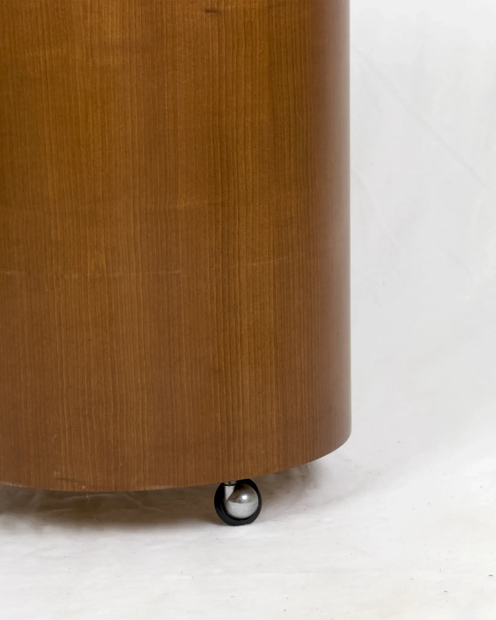 Round wood bar cabinet with glass top, Italy 1960s