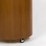 Round wood bar cabinet with glass top, Italy 1960s