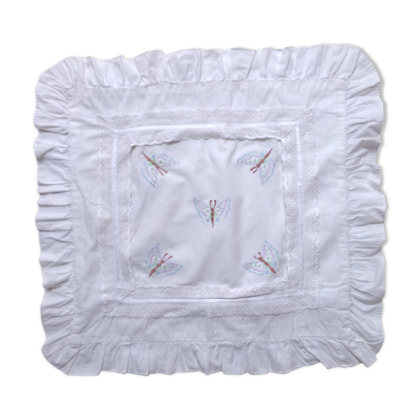 Embroidered child pillow or cushion cover