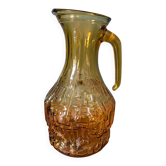Amber glass carafe with geometric design – 1960s/70s