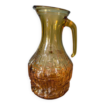 Amber glass carafe with geometric design – 1960s/70s