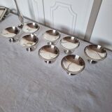 Set of 8 silver metal glasses for champagne or ice cream Mid Century Design