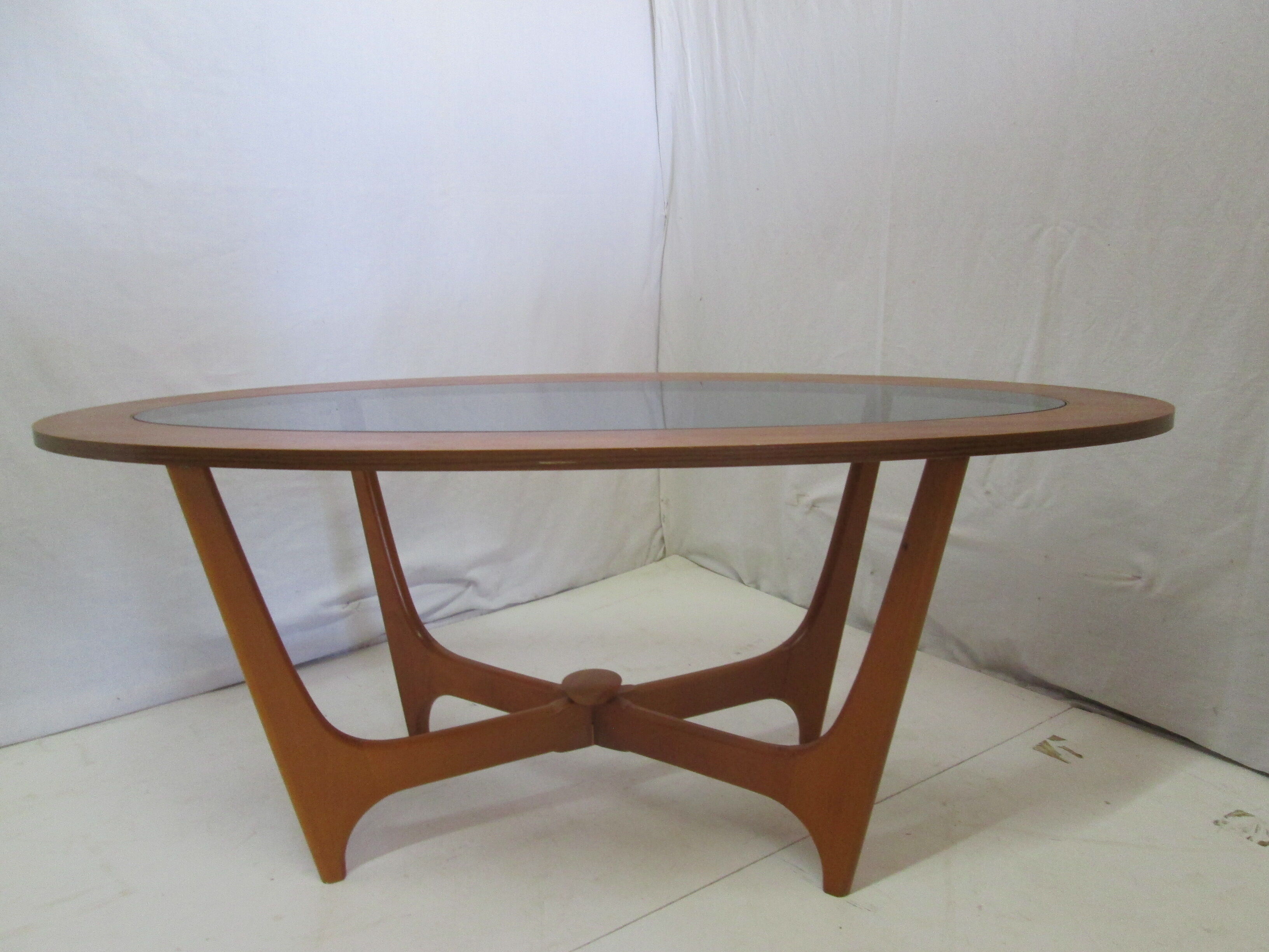 Oval teak coffee table