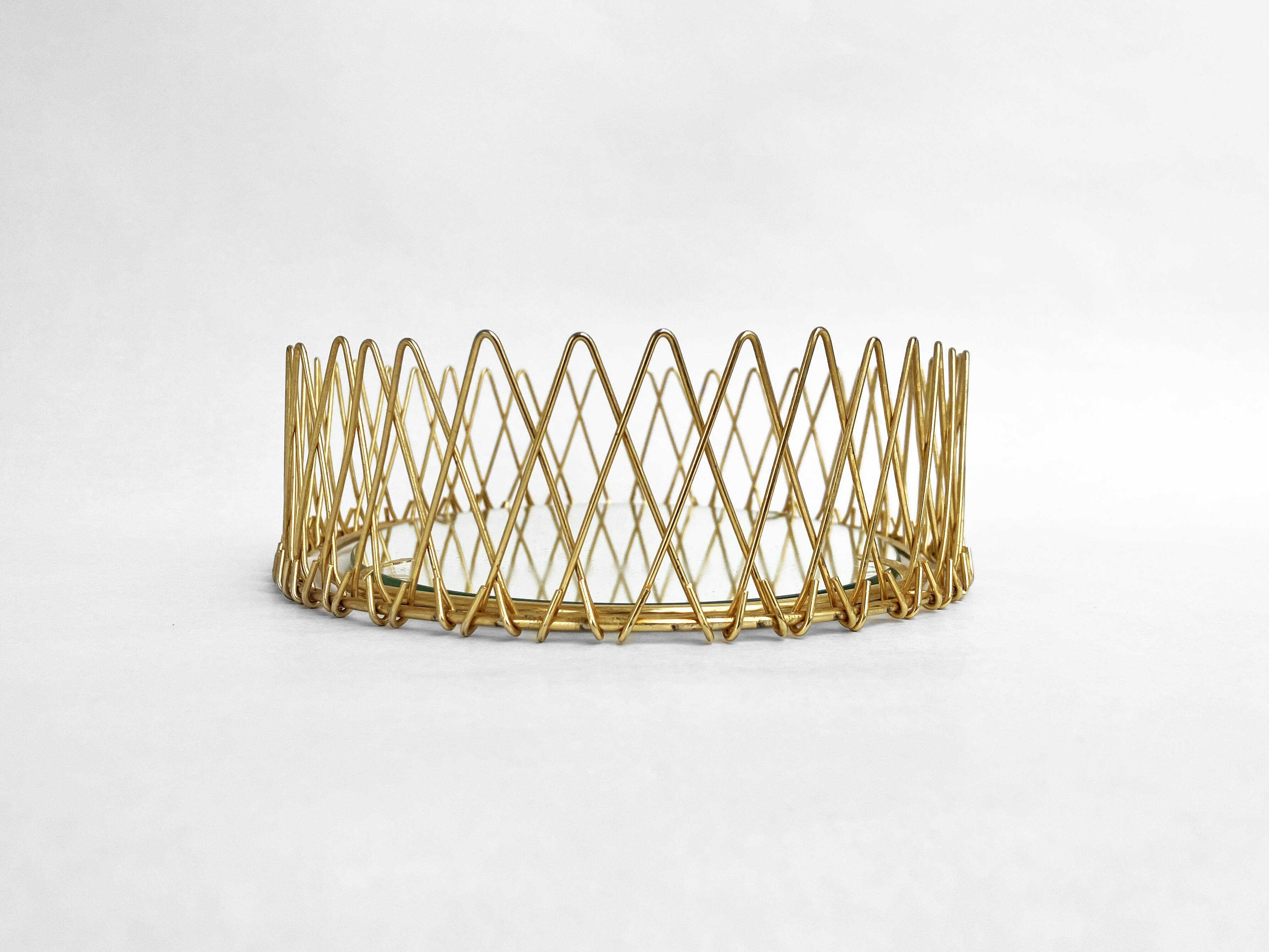 Erdecor Escaut retractable mirror tray • Gilded with fine gold • 1950