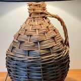 Vintage rattan demijohn lamp