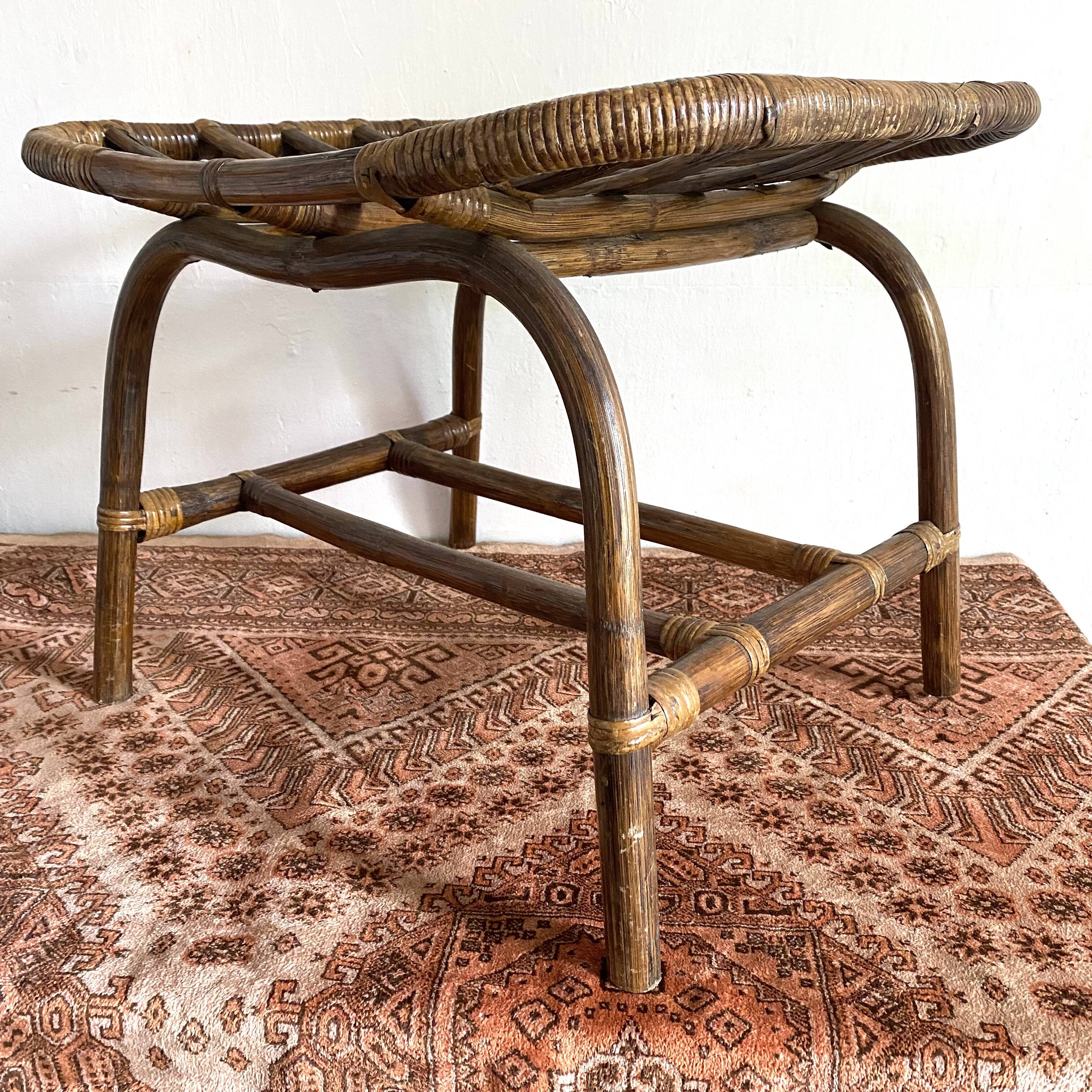Vintage rattan stool 1970