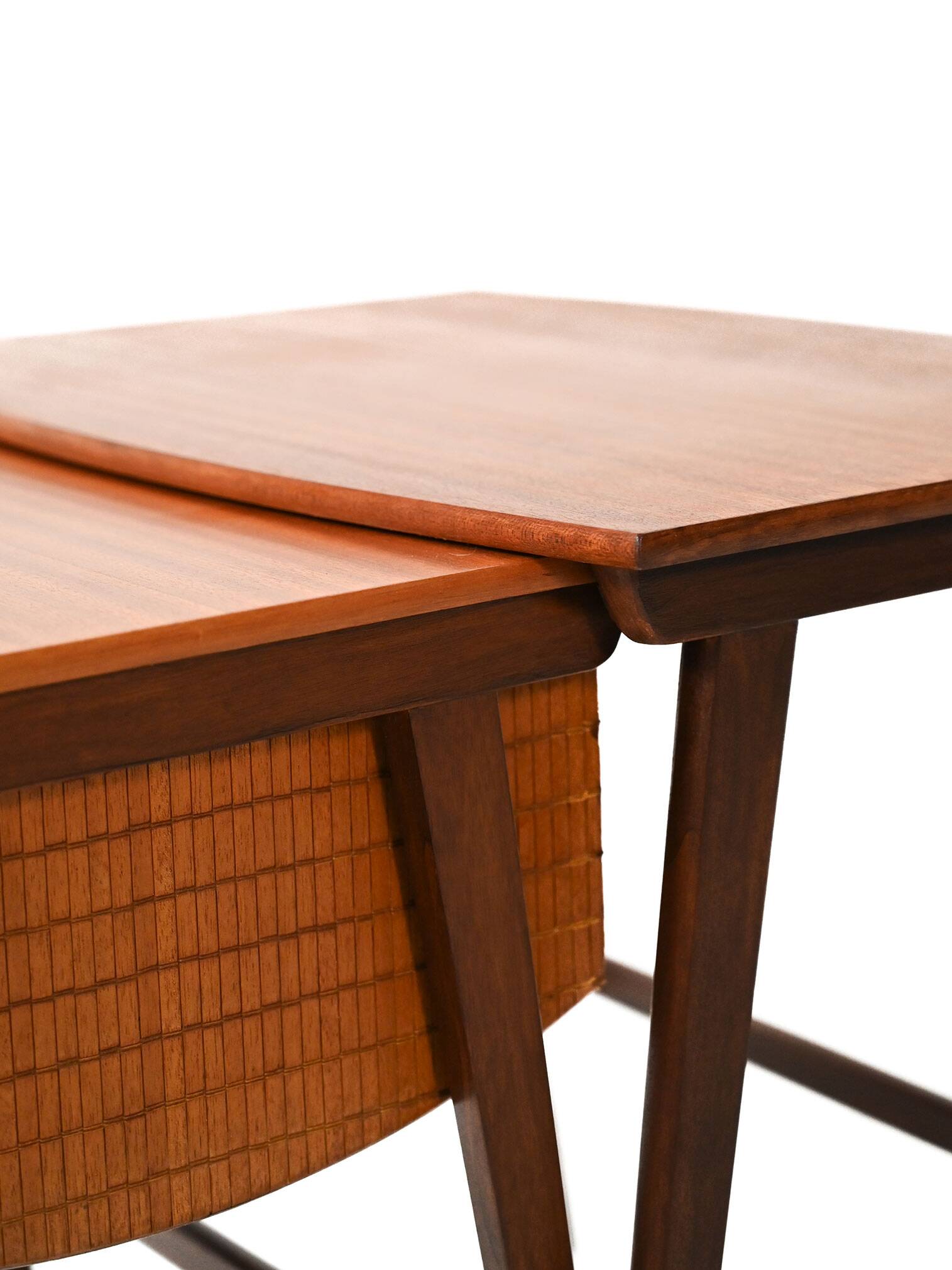 Pair of Scandinavian Nesting Coffee Tables with Yarn Box