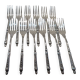 12 silver-plated lunch forks with Manulor Russian-style handles