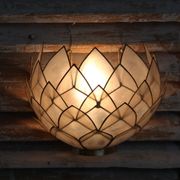 Wall mounted wall light down Pearl and brass, vintage