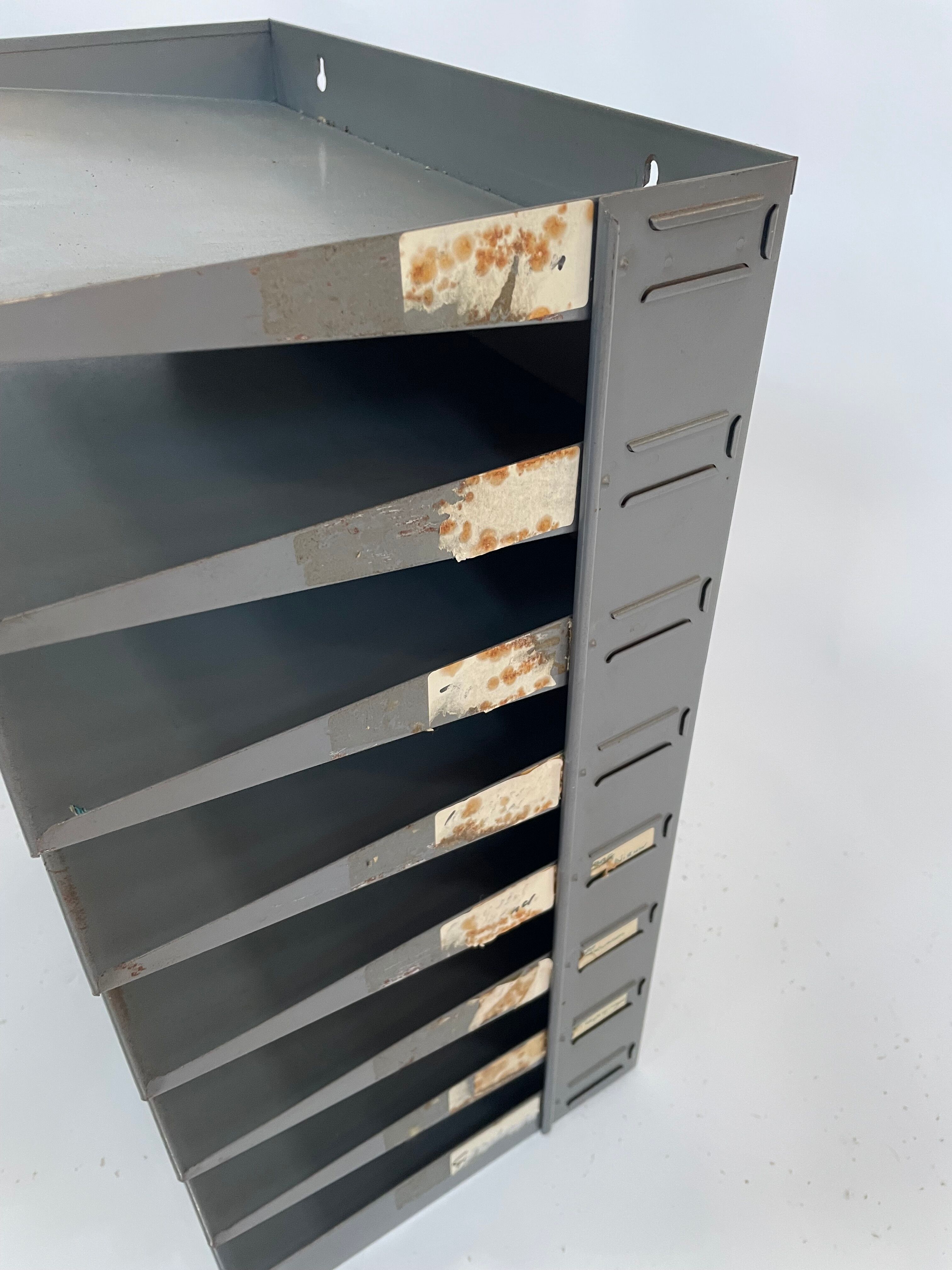 Vintage sorting bin, mailbox industrial 8 compartments 60s design