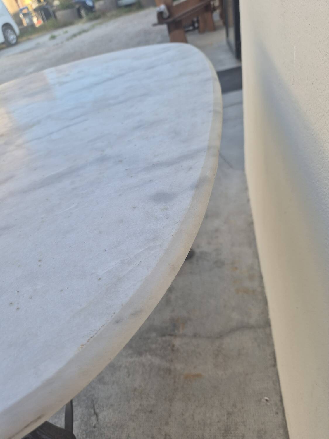 Antique cast iron and marble bistro restaurant table