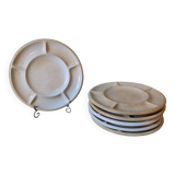 6 "Grès du Marais France" compartment plates for fondue