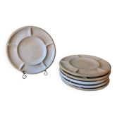 6 "Grès du Marais France" compartment plates for fondue