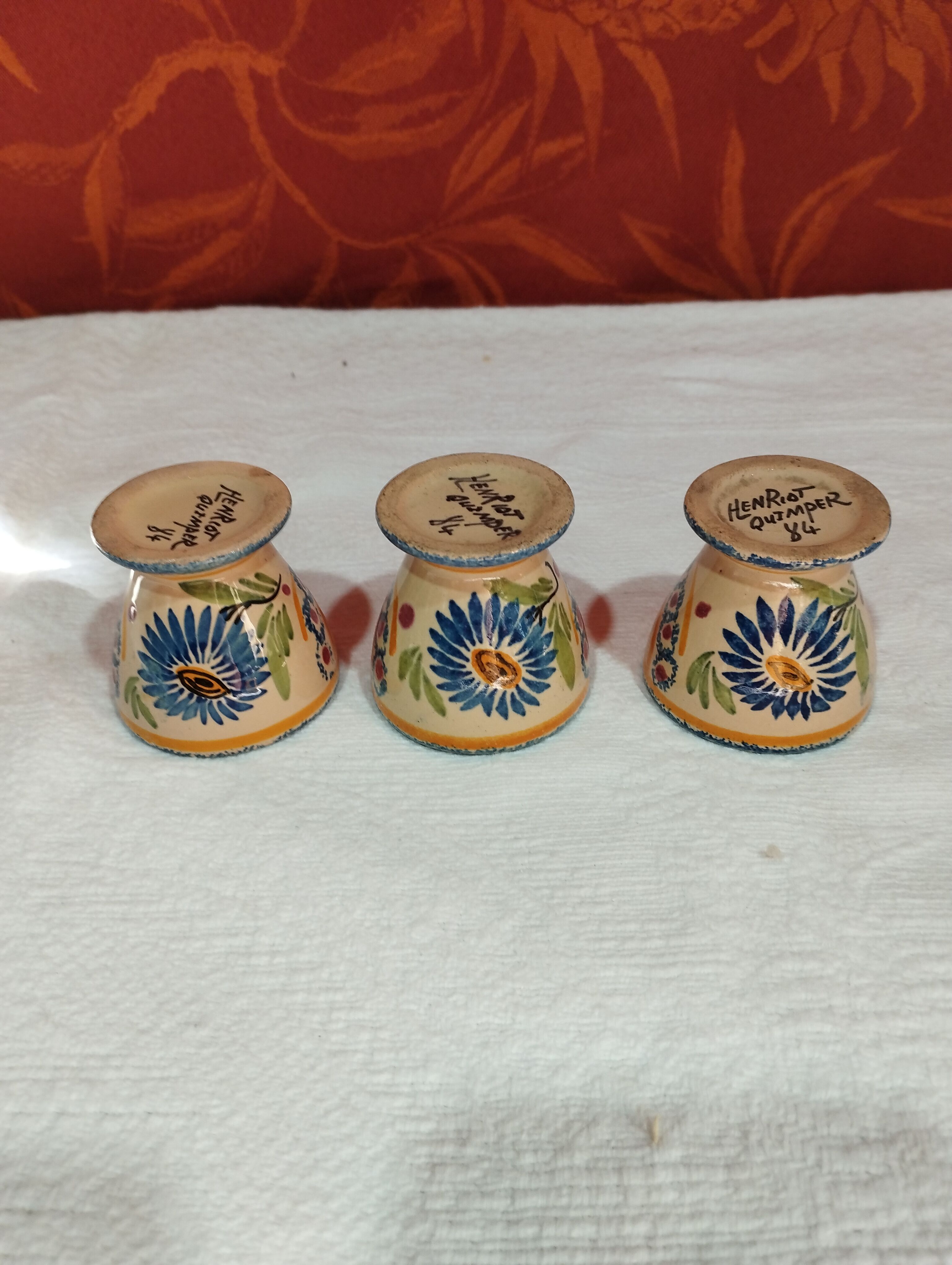 lot of 3 old earthenware shells from Quimper - Henriot