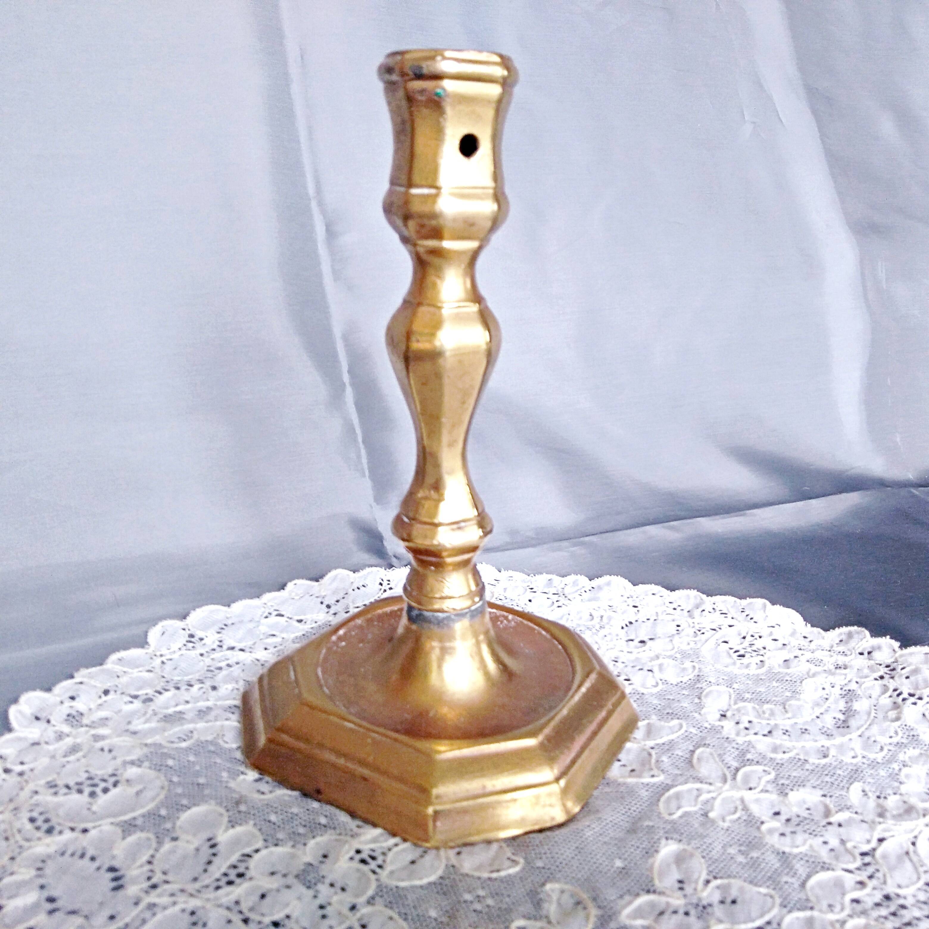 Gilt bronze candlestick with pierced bin 17th century