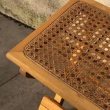 Wooden and cane bedside table