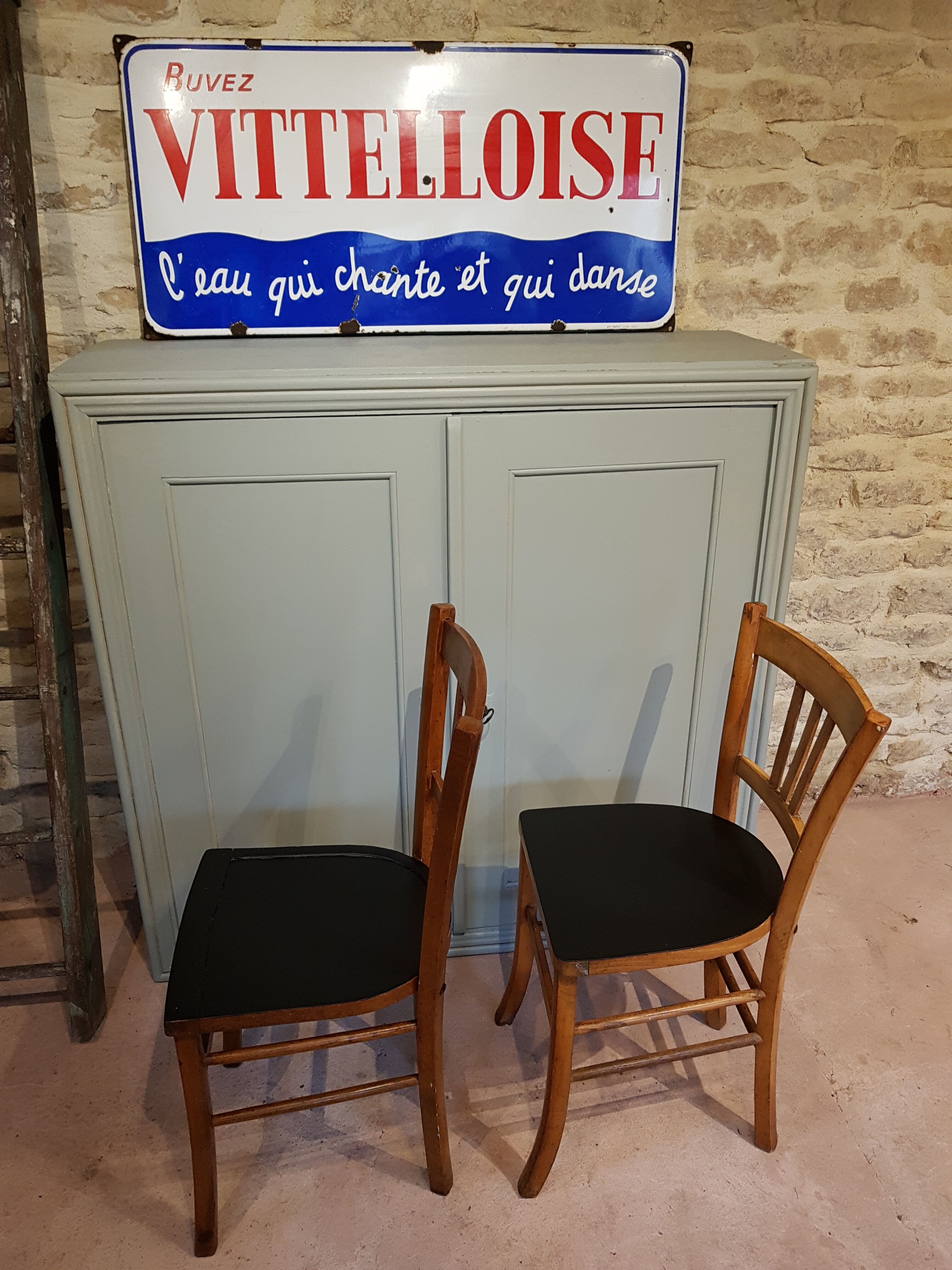 Duo of wooden Bistro chairs
