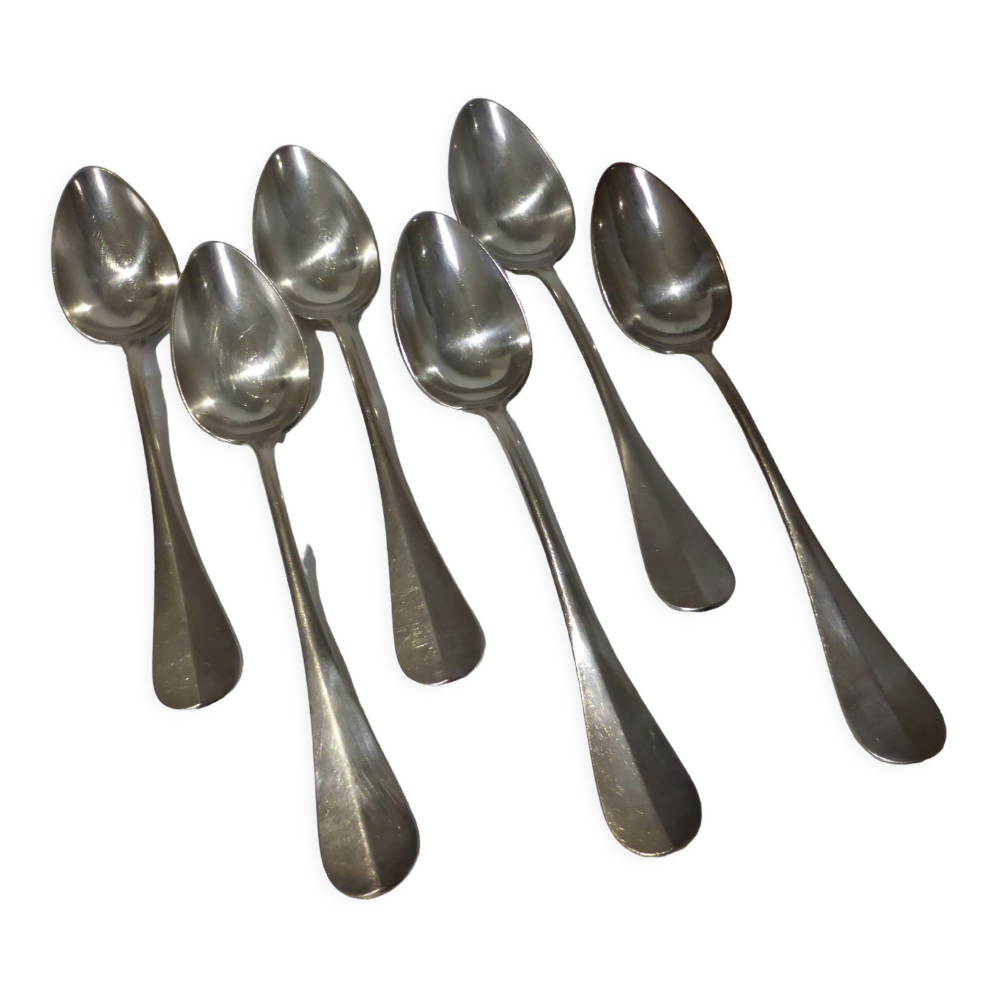 6 vintage silver plated soup spoons with hallmarks
