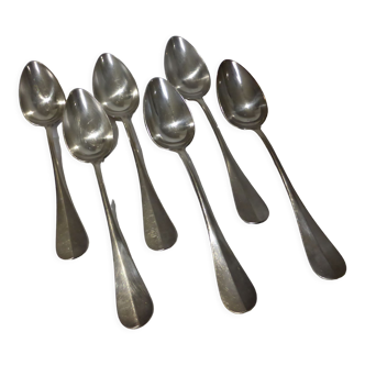 6 tablespoons in silver metal poinconnées