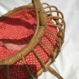 Rattan worker rumbles fabric size red white peas