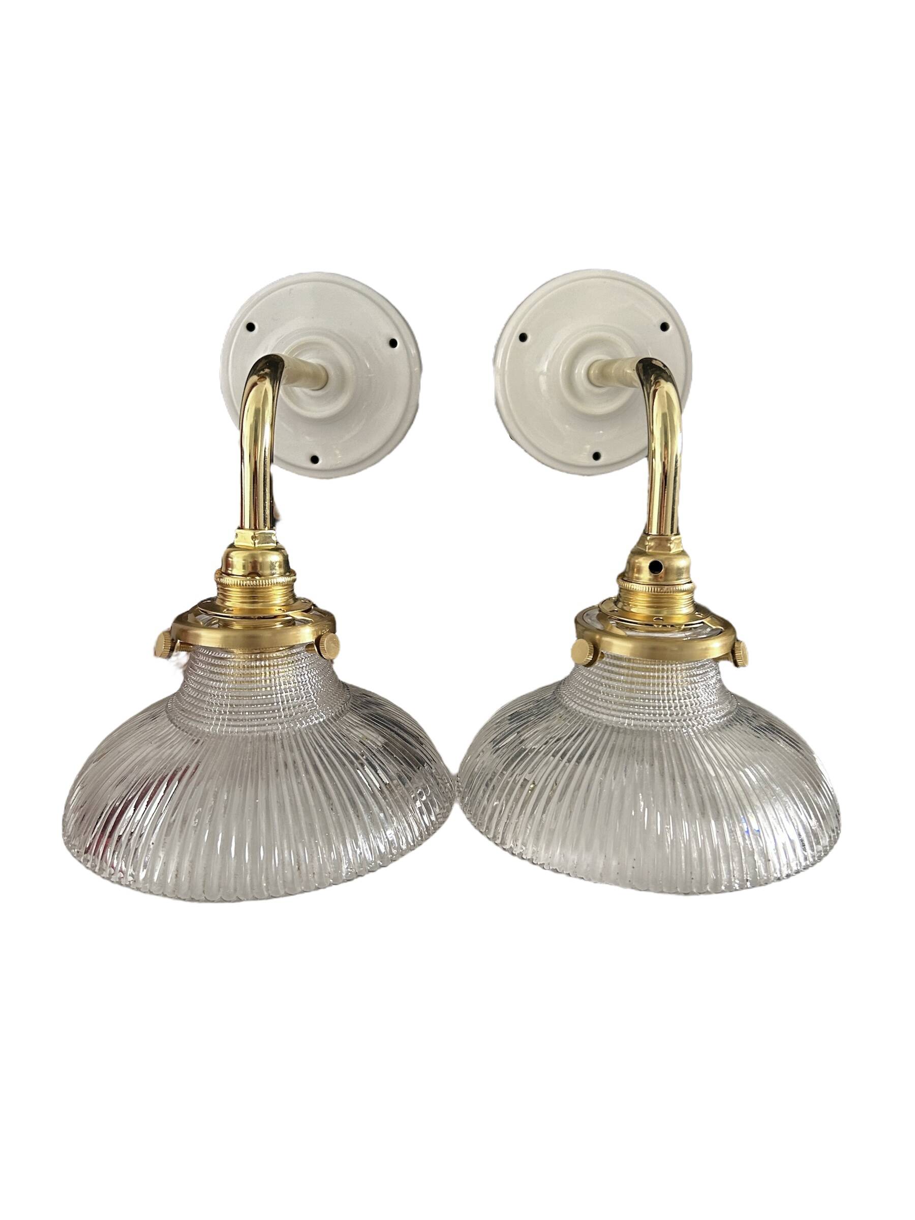 Pair of holophane tulip wall lights