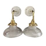 Pair of holophane tulip wall lights